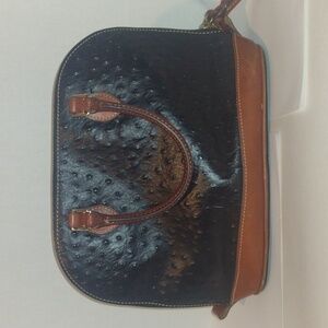 Dooney & Bourke Black Ostrich Zip Zip Satchel